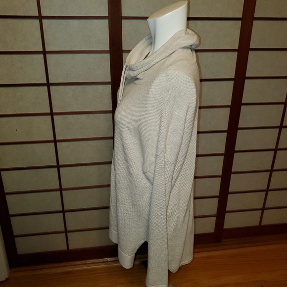 Pure Jill by J.Jill Light Gray/Ivory Waffle Knit Cowl Tunic Sweater PM - Picture 3 of 7